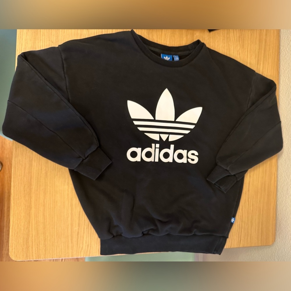 Adidas Originals Black and White Trefoil Crewneck Sweatshirt